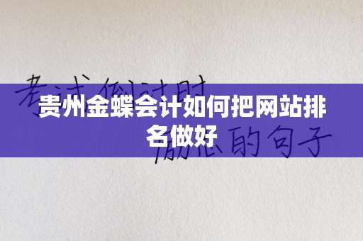 贵州金蝶会计如何把网站排名做好