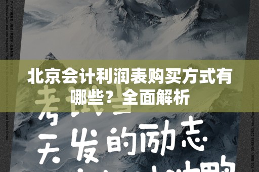 北京会计利润表购买方式有哪些？全面解析