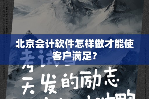 北京会计软件怎样做才能使客户满足？