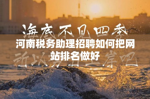 河南税务助理招聘如何把网站排名做好