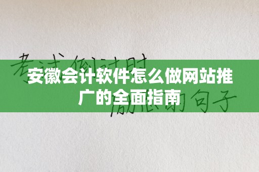 安徽会计软件怎么做网站推广的全面指南
