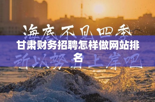 甘肃财务招聘怎样做网站排名
