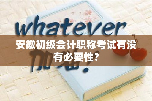 安徽初级会计职称考试有没有必要性？
