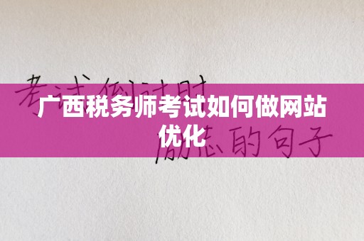 广西税务师考试如何做网站优化
