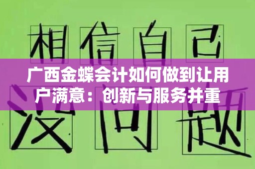 广西金蝶会计如何做到让用户满意：创新与服务并重