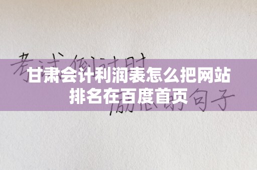 甘肃会计利润表怎么把网站排名在百度首页
