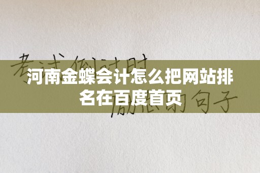 河南金蝶会计怎么把网站排名在百度首页