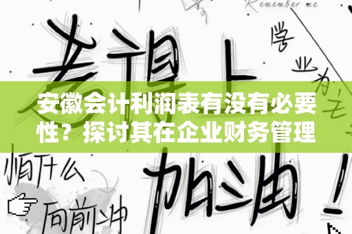 安徽会计利润表有没有必要性？探讨其在企业财务管理中的重要性