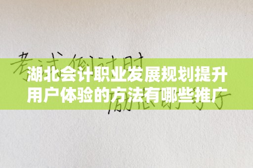 湖北会计职业发展规划提升用户体验的方法有哪些推广方式有哪些