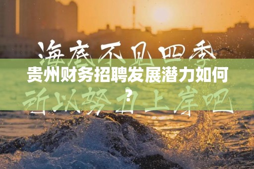 贵州财务招聘发展潜力如何？