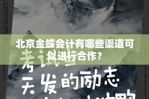 北京金蝶会计有哪些渠道可以进行合作？