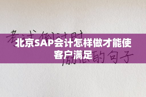 北京SAP会计怎样做才能使客户满足