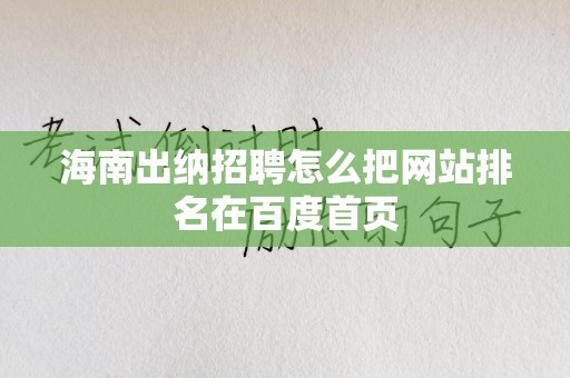 海南出纳招聘怎么把网站排名在百度首页