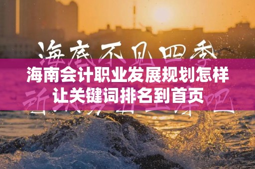 海南会计职业发展规划怎样让关键词排名到首页