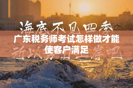 广东税务师考试怎样做才能使客户满足
