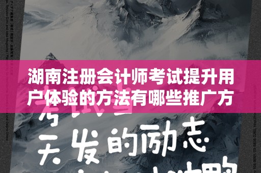湖南注册会计师考试提升用户体验的方法有哪些推广方式有哪些