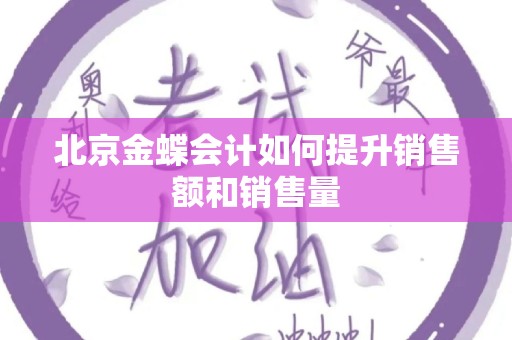 北京金蝶会计如何提升销售额和销售量