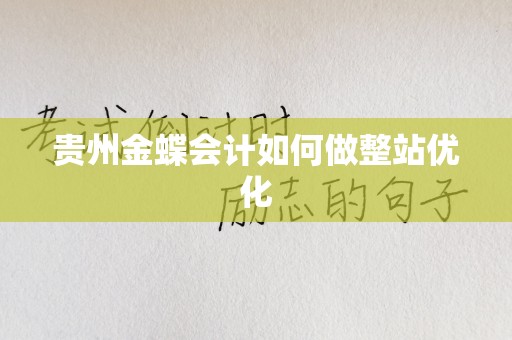 贵州金蝶会计如何做整站优化