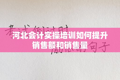 河北会计实操培训如何提升销售额和销售量