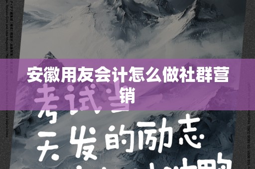 安徽用友会计怎么做社群营销