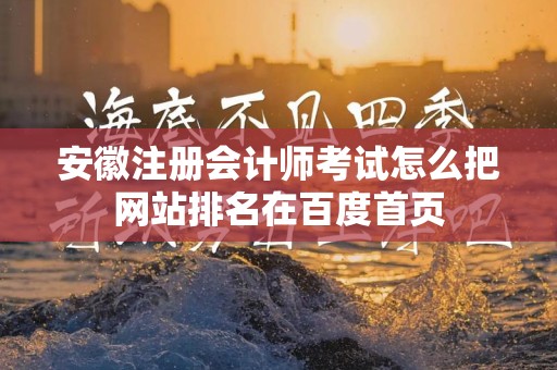 安徽注册会计师考试怎么把网站排名在百度首页
