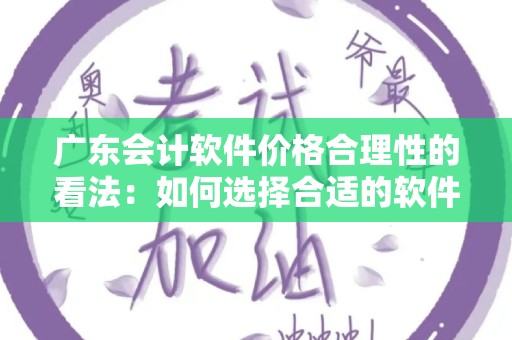 广东会计软件价格合理性的看法：如何选择合适的软件？