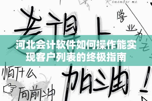 河北会计软件如何操作能实现客户列表的终极指南
