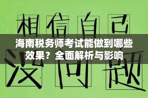 海南税务师考试能做到哪些效果？全面解析与影响