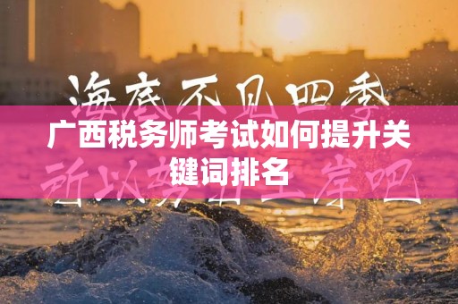 广西税务师考试如何提升关键词排名