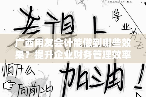 广西用友会计能做到哪些效果？提升企业财务管理效率的利器