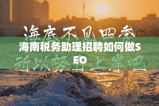 海南税务助理招聘如何做SEO