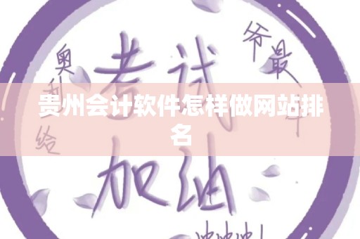 贵州会计软件怎样做网站排名