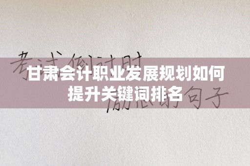 甘肃会计职业发展规划如何提升关键词排名
