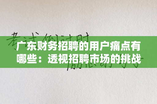 广东财务招聘的用户痛点有哪些：透视招聘市场的挑战与解决方案