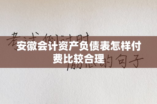 安徽会计资产负债表怎样付费比较合理