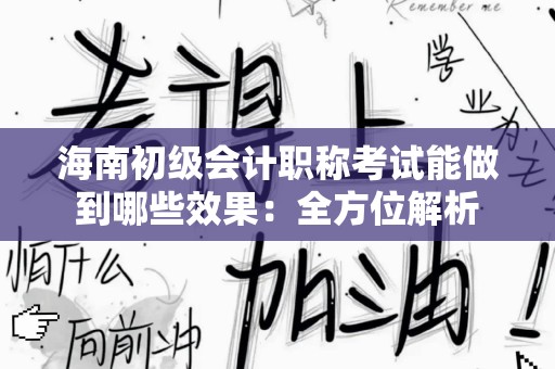 海南初级会计职称考试能做到哪些效果：全方位解析