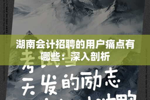 湖南会计招聘的用户痛点有哪些：深入剖析