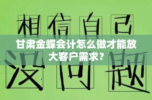 甘肃金蝶会计怎么做才能放大客户需求？