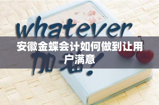 安徽金蝶会计如何做到让用户满意