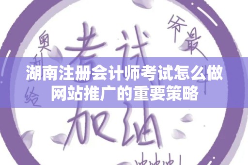 湖南注册会计师考试怎么做网站推广的重要策略