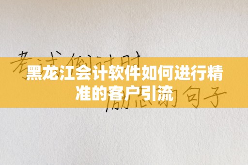 黑龙江会计软件如何进行精准的客户引流