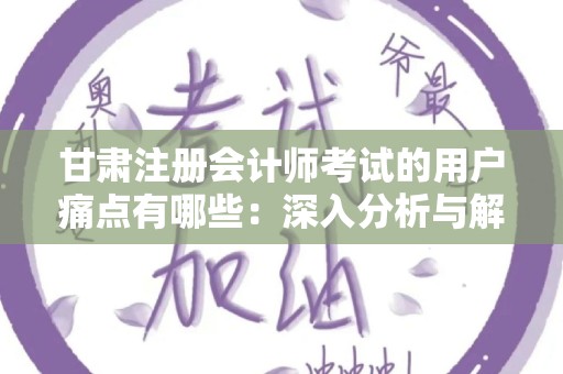 甘肃注册会计师考试的用户痛点有哪些：深入分析与解读