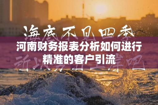 河南财务报表分析如何进行精准的客户引流