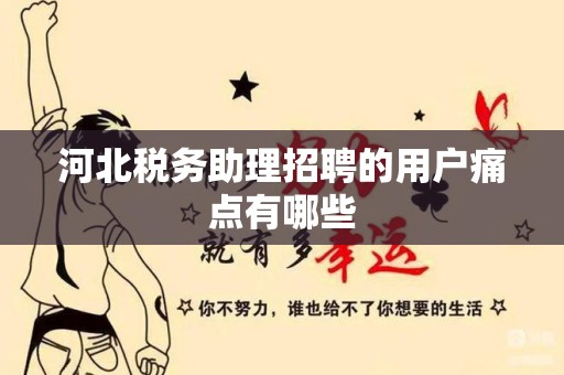 河北税务助理招聘的用户痛点有哪些