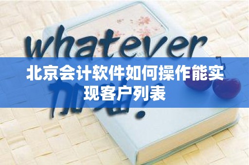 北京会计软件如何操作能实现客户列表