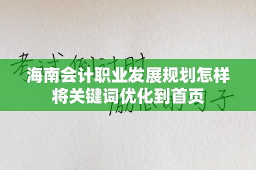 海南会计职业发展规划怎样将关键词优化到首页