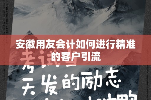 安徽用友会计如何进行精准的客户引流