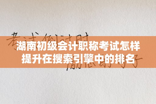 湖南初级会计职称考试怎样提升在搜索引擎中的排名