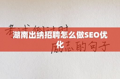 湖南出纳招聘怎么做SEO优化