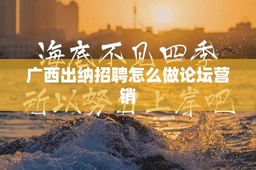 广西出纳招聘怎么做论坛营销
